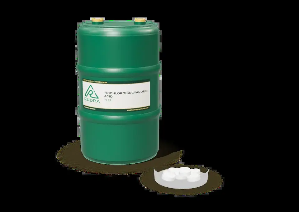 Trichloroisocyanuric Acid (TCCA) in a Rudra International drum
